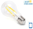 Gloeilamp E27 6W WiFi + Bluetooth CCT 2700K - 6500K | Smartlamp A60 - warmwit - daglichtwit LED ~ 850 Lumen - helder glas - 230 Volt - LEDPLANET.NL
