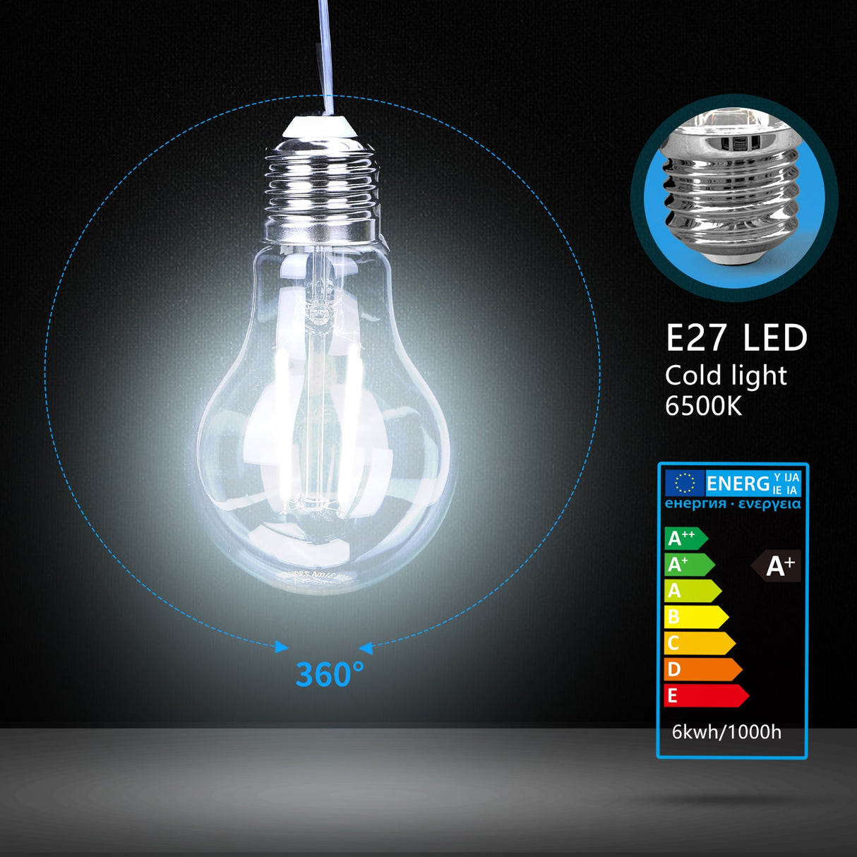 Gloeilamp E27 A60 10 stuks | LED 6W=60W traditioneel licht - 700 Lumen | daglichtwit 6500K - LEDPLANET.NL