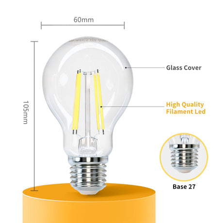Gloeilamp E27 A60 10 stuks | LED 6W=60W traditioneel licht - 700 Lumen | daglichtwit 6500K - LEDPLANET.NL