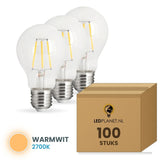 Gloeilamp E27 A60, Clear 2700K, Dimbaar, doos 100 stuks, 230V
