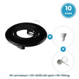 10 GU10 inbouwspots compleet: armatuur rond zwart + LED spot 5W 4000K + fitting