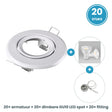 20 GU10 inbouwspots rond wit compleet