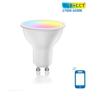GU10 LED lamp WiFi dimbaar, 4.9W vervangt 37W, RGB + CCT 2700-6500K, 420 lm, 120°