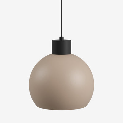 Suspension LED sphérique beige doux avec un crochet de plafond noir moderne