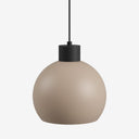 Suspension LED sphérique beige doux avec un crochet de plafond noir moderne