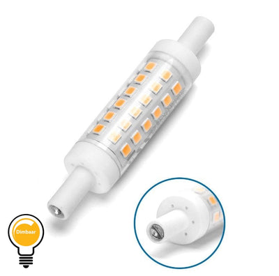 R7s staaflamp daglichtwit 6000K dimbaar, triac, 78mmx15mm, LED 5W=45W halogeen, 450~500 Lumen