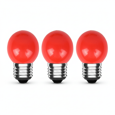 LED Kogellamp E27 Rood, 300 lumen, 3W, IP20, G45, 230V, 3 stuks