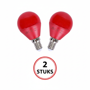 G45 kogellamp, E14, rood licht, LED 4W=30W gloeilamp, 230V, 2 stuks