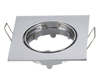 Inbouwframe 82mm x 82mm, vierkante kantelbare inbouwspot chroom, boorgat Ø 74 mm