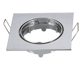 Inbouwframe 82mm x 82mm, vierkante kantelbare inbouwspot chroom, boorgat Ø 74 mm