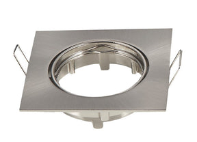 Inbouwframe 82mm x 82mm, vierkante kantelbare inbouwspot RVS, boorgat Ø 74 mm