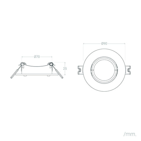Inbouwframe Ø 90 mm | kantelbare inbouwspot zwart | boorgat Ø 70 mm - LEDPLANET.NL