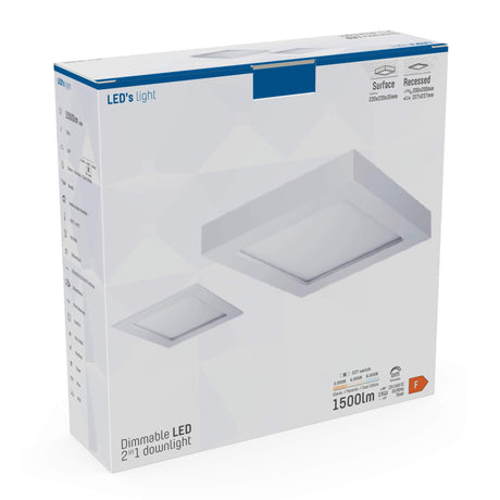 Spot LED encastrable carré LED's Light 15 cm - Variable - Encastrable et en saillie - 1200 lm