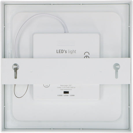Plafonnier LED encastrable ou en saillie CCT Ø 20 cm carré – Dimmable – Blanc chaud et froid