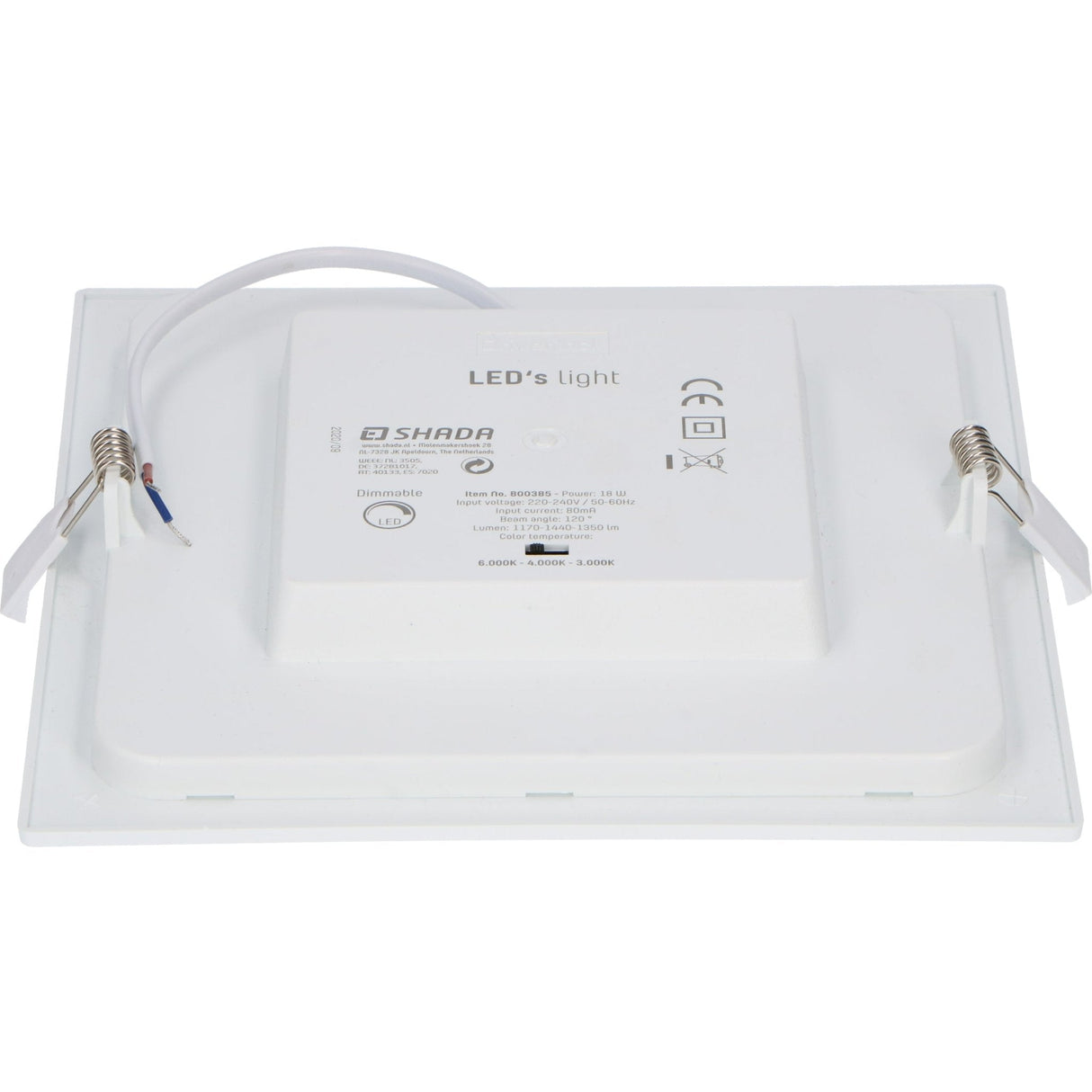 Inbouw/Opbouw LED Plafondlamp CCT Ø 20 cm vierkant - Dimbaar - warm en koud wit