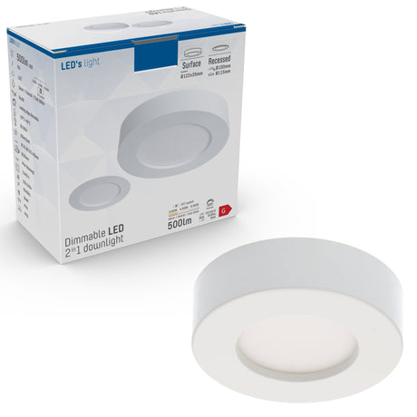 LED Inbouwspot Ø10cm - 500 Lumen - 6W - Dimbaar - Instelbaar Warmwit 3000K / Koelwit 4000K / Daglichtwit 6000K - Inbouw en Opbouw - IP44