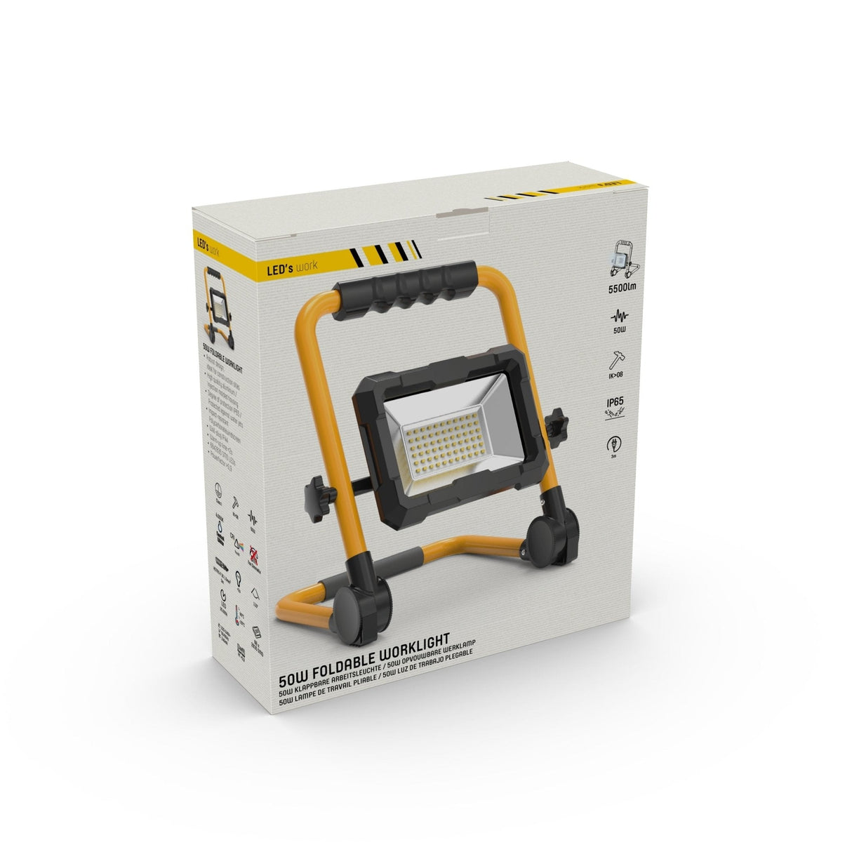 Projecteur de chantier LED's Work 5500 - Pliable et inclinable - Cordon de 3 mètres - IP65 - 30W