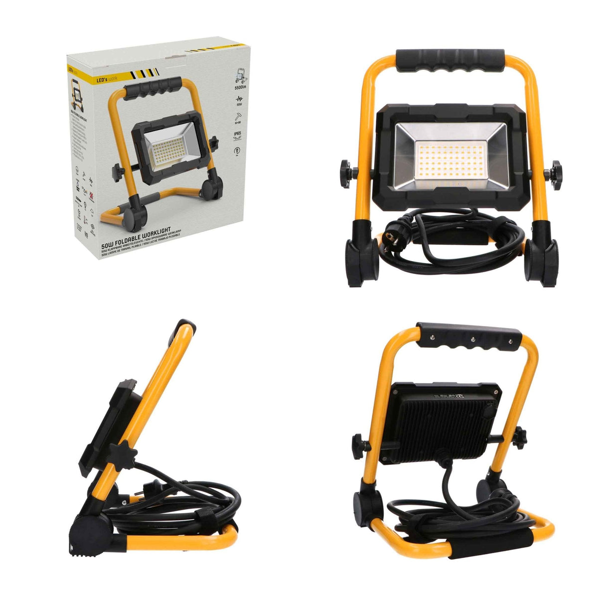 Projecteur de chantier LED's Work 5500 - Pliable et inclinable - Cordon de 3 mètres - IP65 - 30W