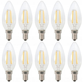 LED kaarslamp E14 daglichtwit 6500K, 4W, filament helder glas, 10 stuks