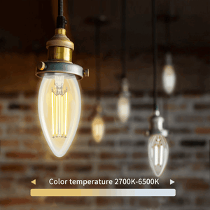 Ampoule LED flamme E14 WiFi+Bluetooth CCT 2700K-6500K - 4.5W 470 lumens - filament en verre transparent