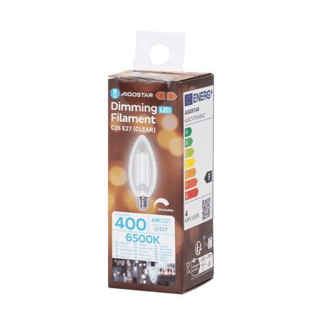 Ampoule flamme E27 blanc lumière du jour dimmable | éclairage LED C35 4 W~400 lm=38 W halogène | verre transparent - 6500 K - LEDPLANET.NL