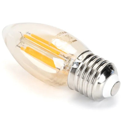 LED kaarslamp E27 dimbaar flame warmwit 2200K, 4W 400 lumen, amber glas