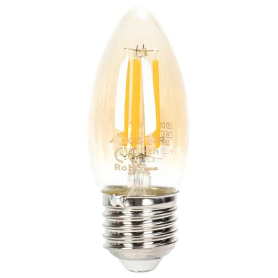 LED kaarslamp E27 dimbaar flame warmwit 2200K, 4W 400 lumen, amber glas