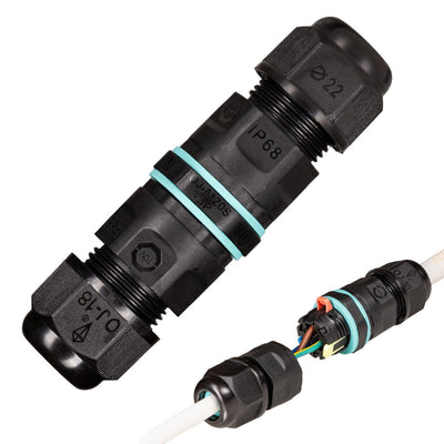 Waterdichte Kabelverbinder IP68 - I-Connector - Voor Kabels 5-10mm - Zwart
