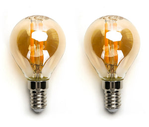 Ampoule boule E14 2 pièces | 4W=40W blanc chaud | 2200K - verre ambré