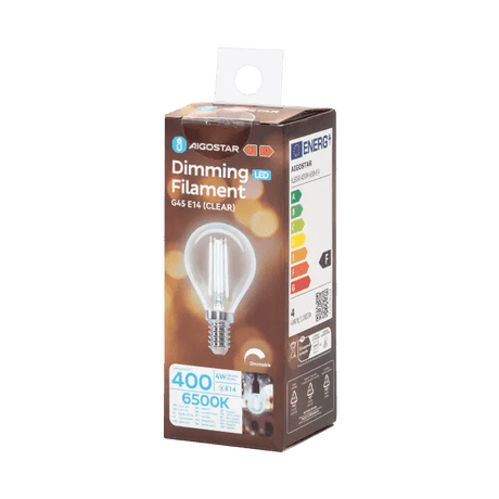 Ampoule globe E14 blanc lumière du jour à intensité variable | G45 LED 4 W~400 lm=éclairage halogène 38 W | verre transparent - 6500 K - LEDPLANET.NL