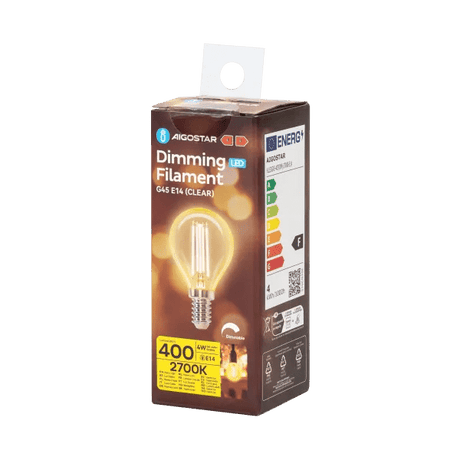 Ampoule boule E14 blanc chaud à intensité variable | G45 LED 4 W~400 lm=éclairage halogène 38 W | verre transparent - 2700 K - LEDPLANET.NL