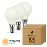 Kogellamp E14 G45, LED 5W=40W, 450 Lumen, Milky 2700K, Dimbaar, doos 100 stuks, 230V