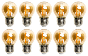 Kogellamp E27 10 stuks, 6W=50W warmwit, 2200K, amber glas