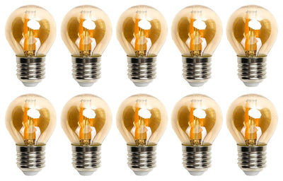 Kogellamp E27 10 stuks, 6W=50W warmwit, 2200K, amber glas