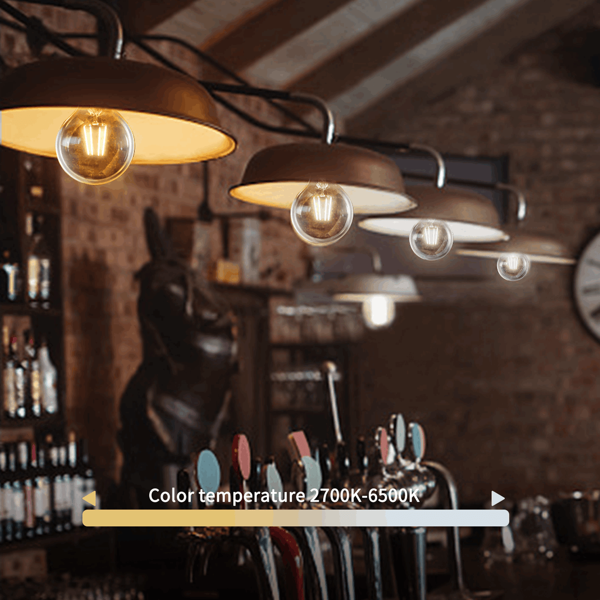 Ampoule sphérique E27 4,5 W WiFi + Bluetooth CCT 2700 K - 6500 K | Ampoule connectée G45 - blanc chaud - blanc lumière du jour, filament LED ~ 470 lumens - verre ambré - 230 volts - LEDPLANET.NL
