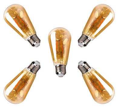 Ampoules à filament, 5 pièces, E27 - ST64 ambrées - LED 4 W~38 W, éclairage traditionnel - 2200 K, blanc chaud - LEDPLANET.NL