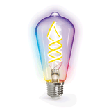 Kooldraadlamp E27 4.9W WiFi + Bluetooth RGB + CCT | Smartlamp ST64 - warmwit - daglichtwit - RGB LED ~ 420 Lumen - helder glas - 230 Volt - LEDPLANET.NL