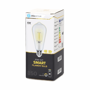 Ampoule à filament E27 6W WiFi CCT 2700K-6500K | ST64 - blanc chaud - blanc lumière du jour LED ~ 850 lumens - verre transparent - 230 Volt
