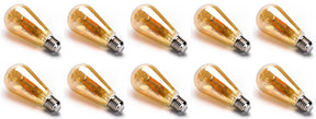 Kooldraadlamp, 10 stuks, E27 Edison ST64, amber glas, LED 4W=38W gloeilamp, FLAME filament 2200K