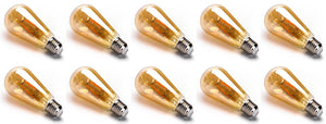 Kooldraadlamp - 10 stuks - E27 Edison ST64 - amber glas  | LED 4W=38W gloeilamp | FLAME filament 2200K