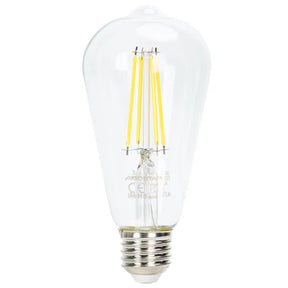 Kooldraadlamp E27 dimbaar daglichtwit, ST64 LED 6W~600Lm=51W halogeen verlichting, helder glas, 6500K
