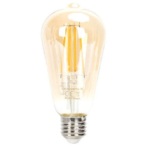 Kooldraadlamp E27 dimbaar flame warmwit, ST64 LED 6W~600Lm=51W halogeen verlichting, amber glas, 2200K