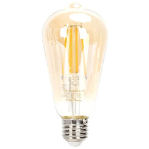 Lampe à filament E27 dimmable, blanc chaud flamme | ST64 LED 6W~600Lm=éclairage halogène 51W | verre ambré - 2200K