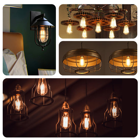 Kooldraadlamp E27 Edison ST64 - amber glas | LED 4W=38W gloeilamp | FLAME filament 2200K - LEDPLANET.NL