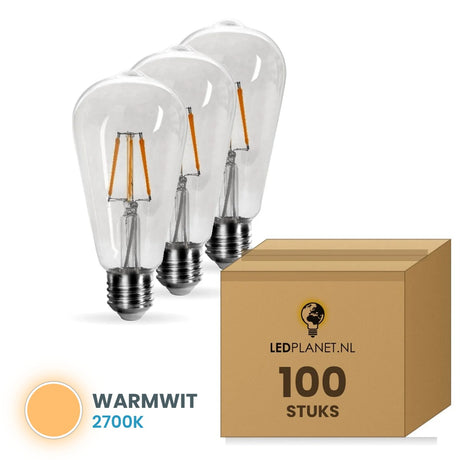 Kooldraadlamp E27 ST64, Clear 2700K, doos 100 stuks, 230V