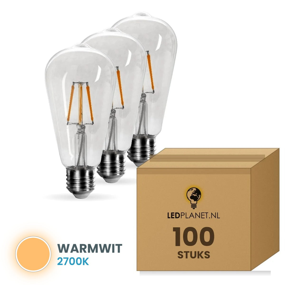 Kooldraadlamp E27 ST64, Clear 2700K, doos 100 stuks, 230V