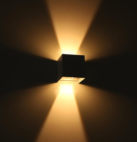 Applique murale LED extérieure cubique LED's Light - Éclairage vers le haut et vers le bas - IP65 - Blanc