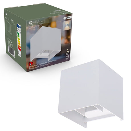 Applique murale LED extérieure cubique LED's Light - Éclairage vers le haut et vers le bas - IP65 - Blanc