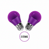 LED kogellampen E27 2 stuks paarse lampen met heldere lichtopbrengst