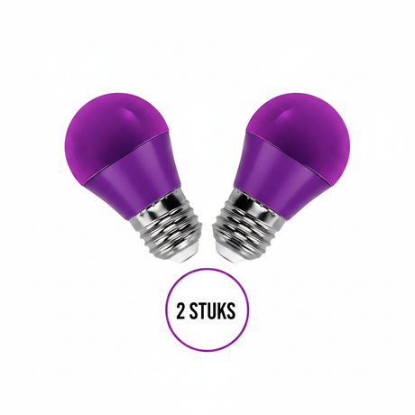 LED kogellampen E27 2 stuks paarse lampen met heldere lichtopbrengst